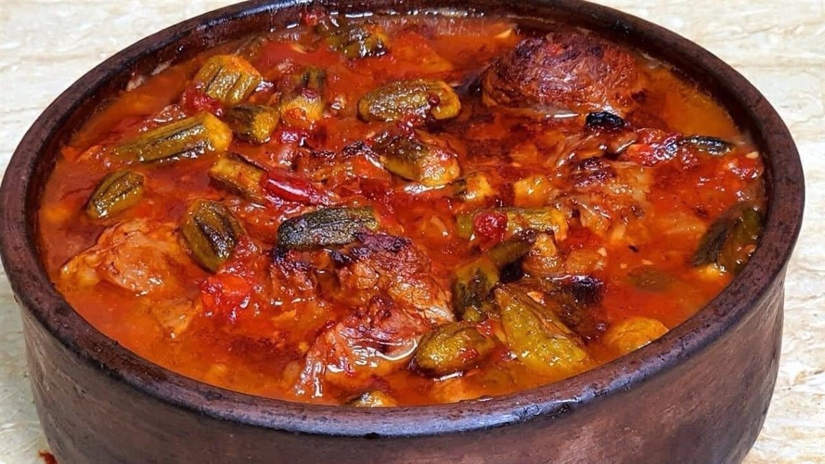 طريقة طاجن البامية بالللحمة&nbsp;