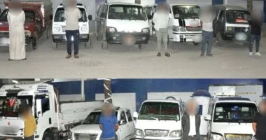 المتهمين والسيارات المضبوطة
