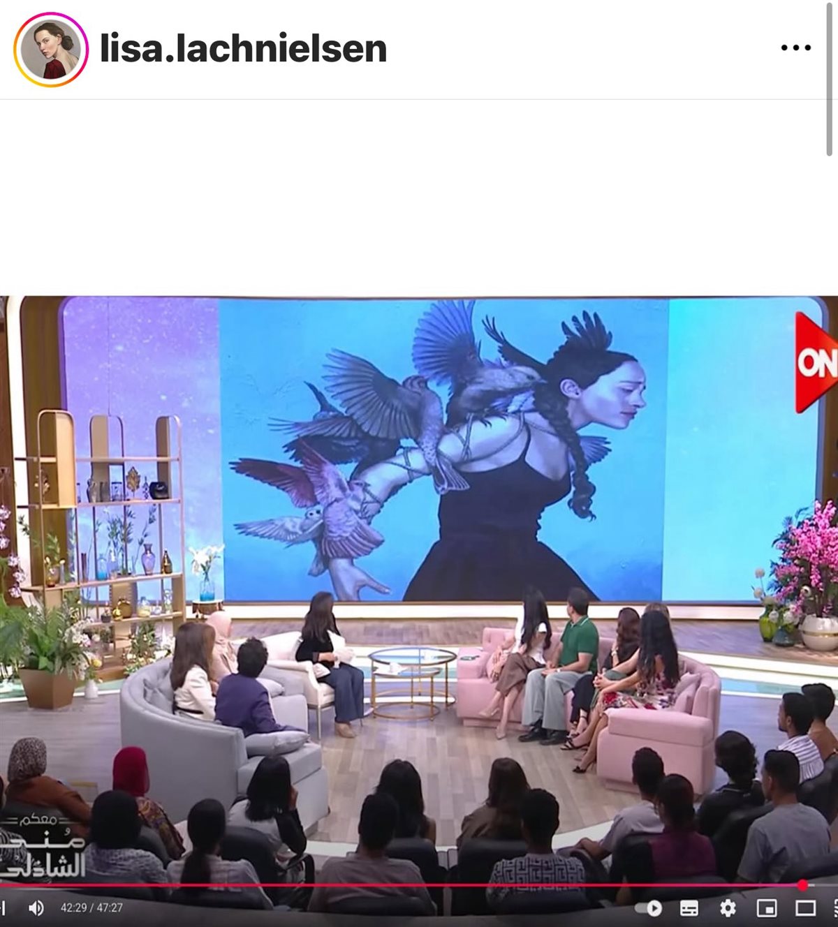 <strong>عرض لوحات الفنانة التشكيلية الدنماركية في برنامج منى الشاذلي</strong>&nbsp;