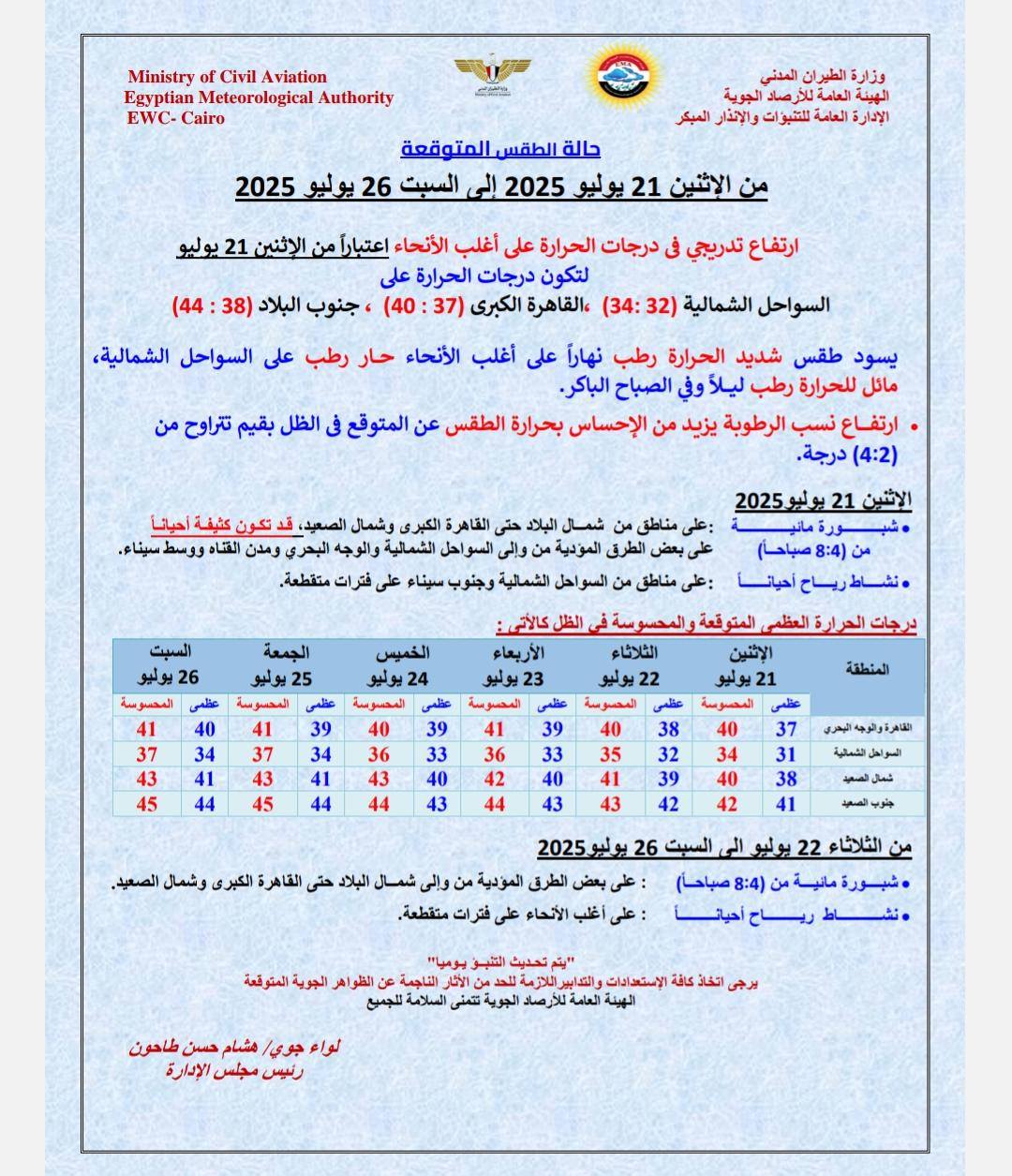 <strong>هيئة الأرصاد وحالة الطقس</strong>