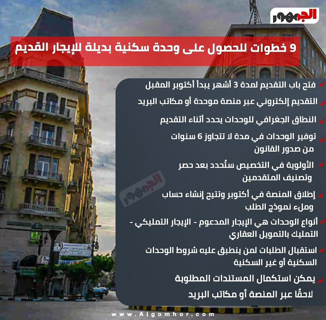 التقديم لمدة 3 أشهر.. خطوات الحصول على وحدة سكنية بديلة للإيجار القديم