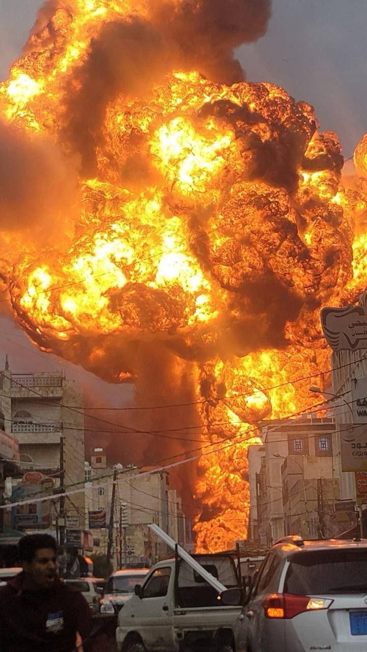 حريق بمحطة غاز غرب صنعاء&nbsp;