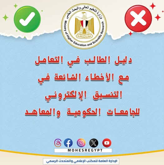 تنسيق القبول بالجامعات والمعاهد الحكومية 2025/2026