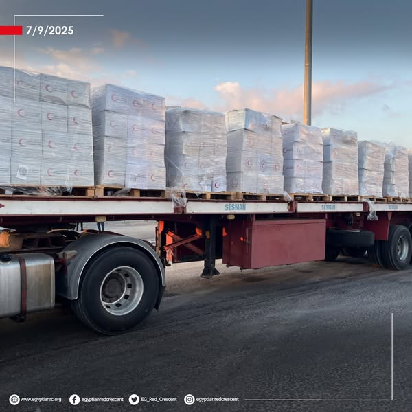 <strong>الهلال الأحمر المصري يدفع بـ 2500 طن مساعدات لغزة اليوم</strong>