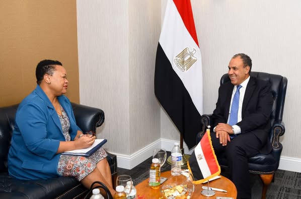 <strong>وزير الخارجية مع المديرة التنفيذية للآلية الأفريقية لمراجعة النظراء</strong>