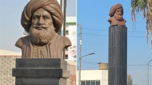 التمثال قبل وبعد تغيير قاعدته<br>&nbsp;