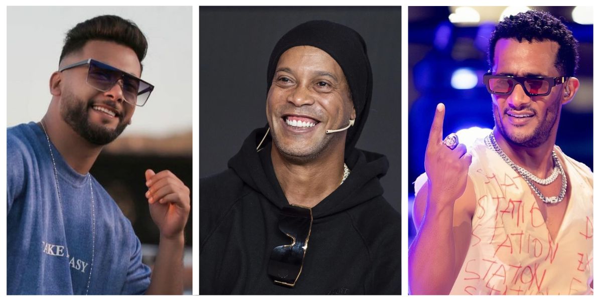 <strong>محمد رمضان ورونالدينيو ومنعم السليماني</strong>
