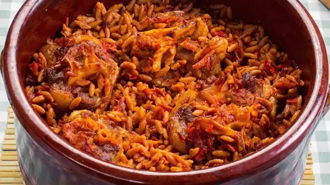 &nbsp;طاجن لسان العصفور بالكبدة