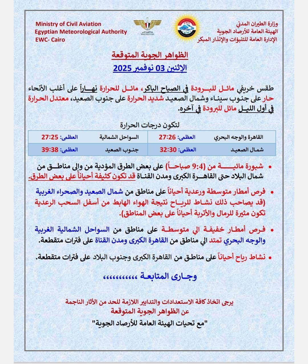 <strong>حالة الطقس</strong>