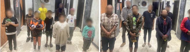 المتهمين و بصحبتهم عدد من الأطفال&nbsp;