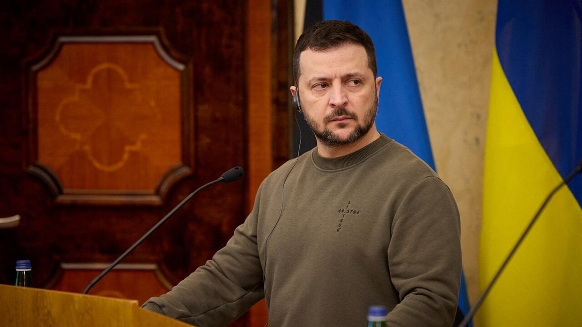 <strong>الرئيس الأوكراني فولوديمير زيلينسكي</strong>