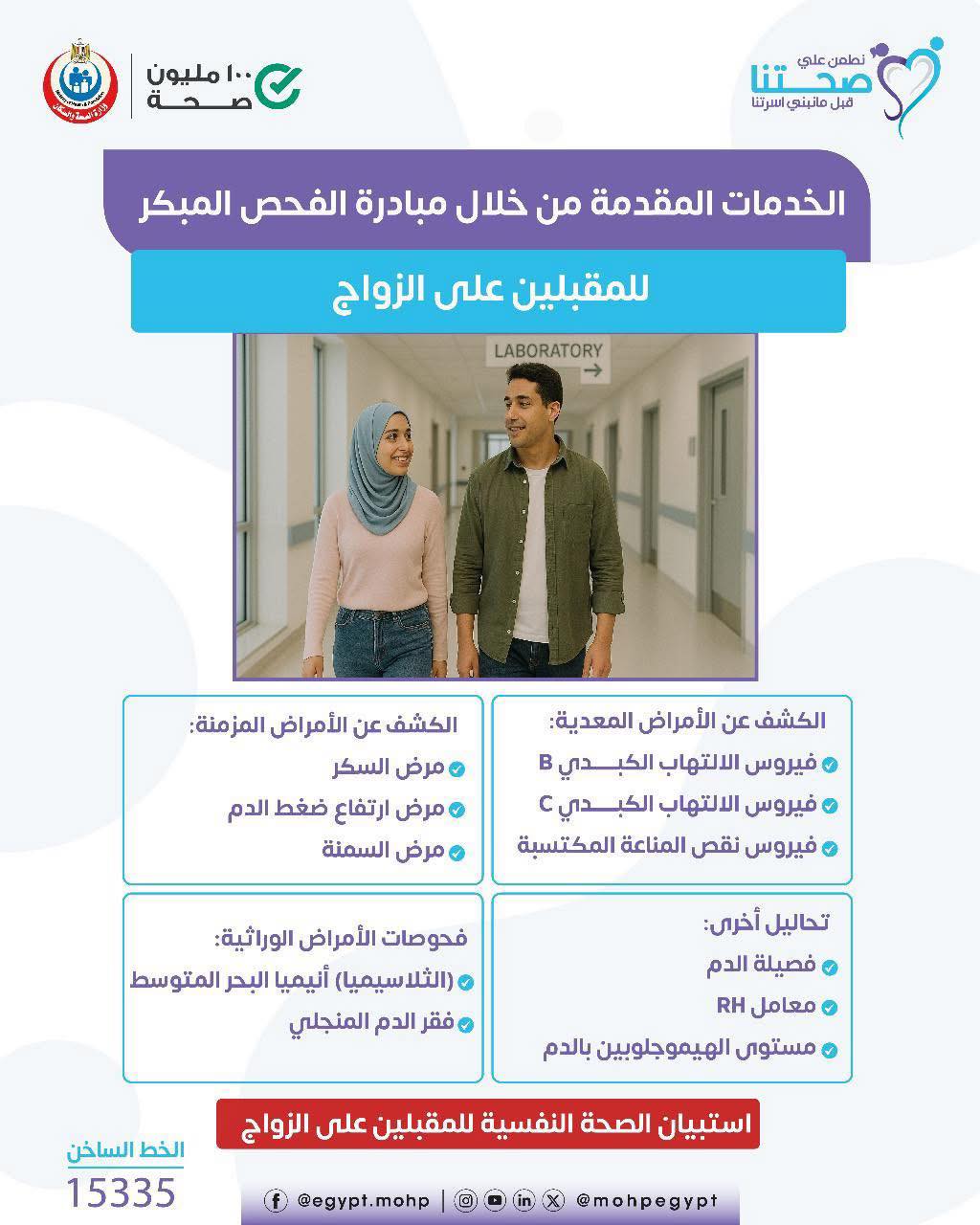 <strong>مبادرة رئاسية لفحص المقبلين على الزواج</strong>