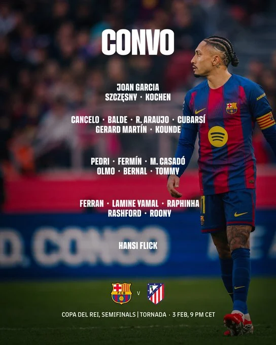 قائمة برشلونة ضد اتليتكو