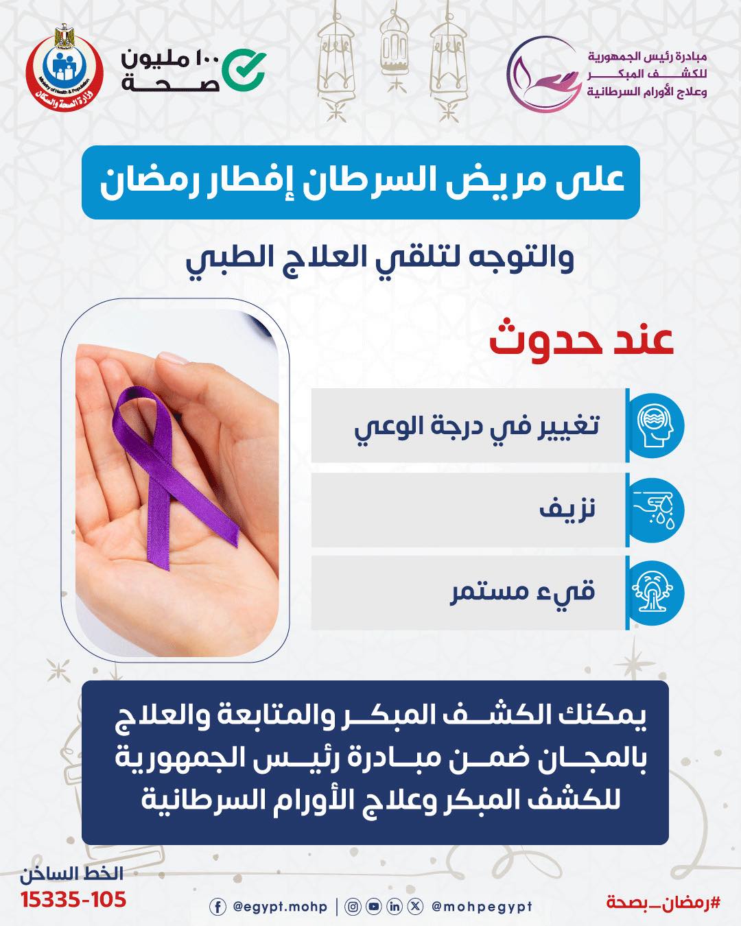 متى يكسر مريض السرطان صيامه؟