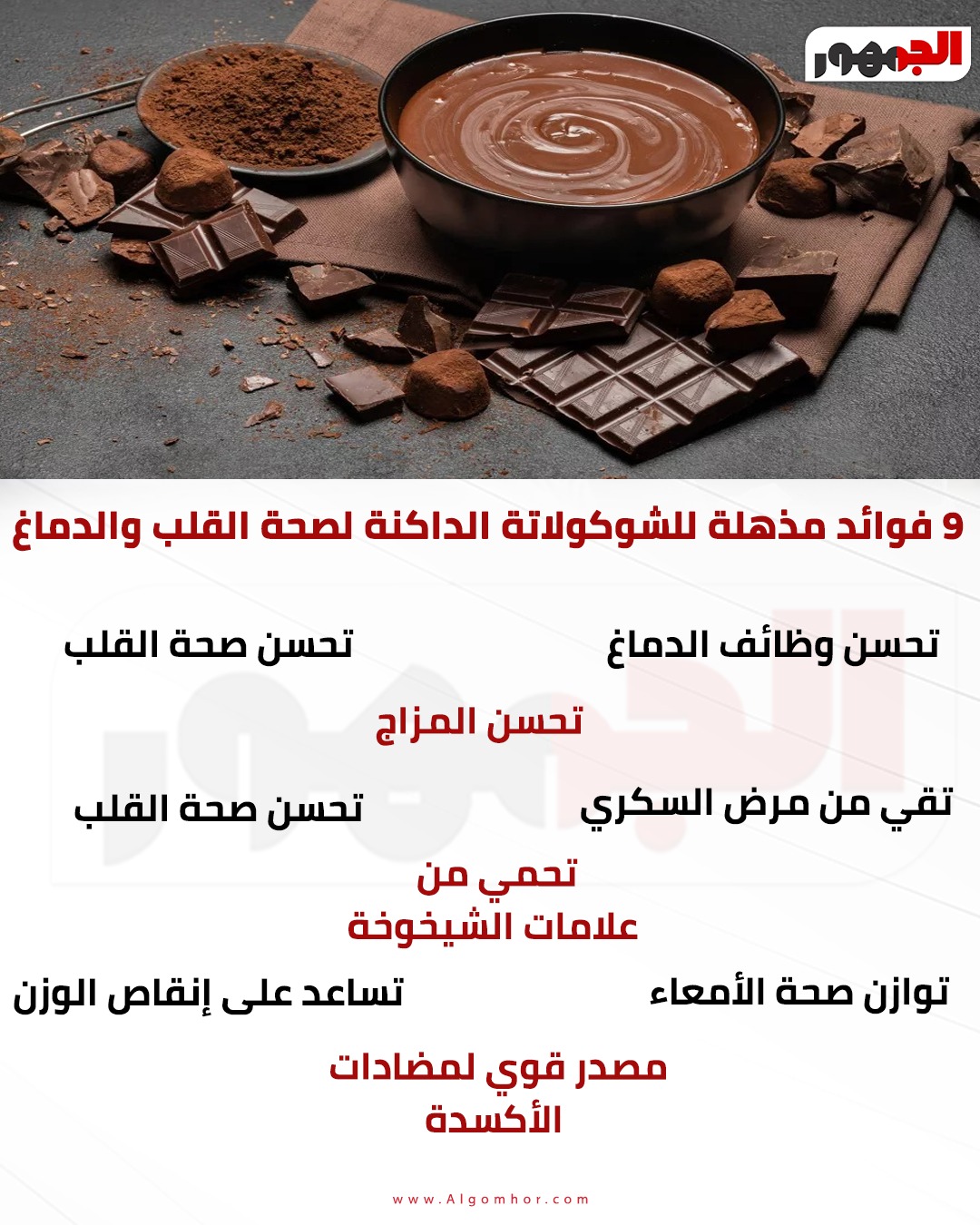 <strong>فوائد مذهلة للشوكولاتة الداكنة</strong>