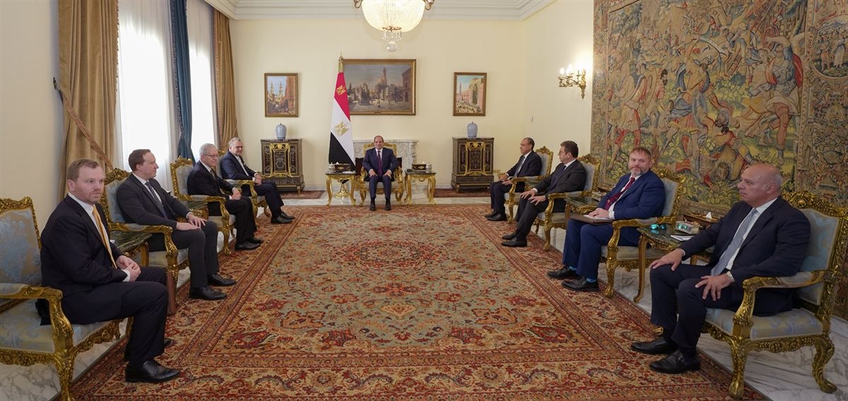 <strong>الرئيس السيسي خلال استقباله الوفد الأمريكي</strong>