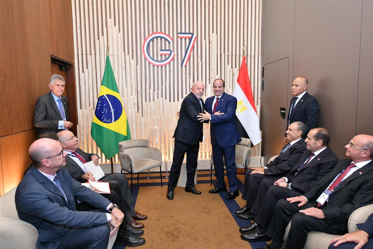 جانب من لقاء الرئيس السيسي ونظيره البرازيلي