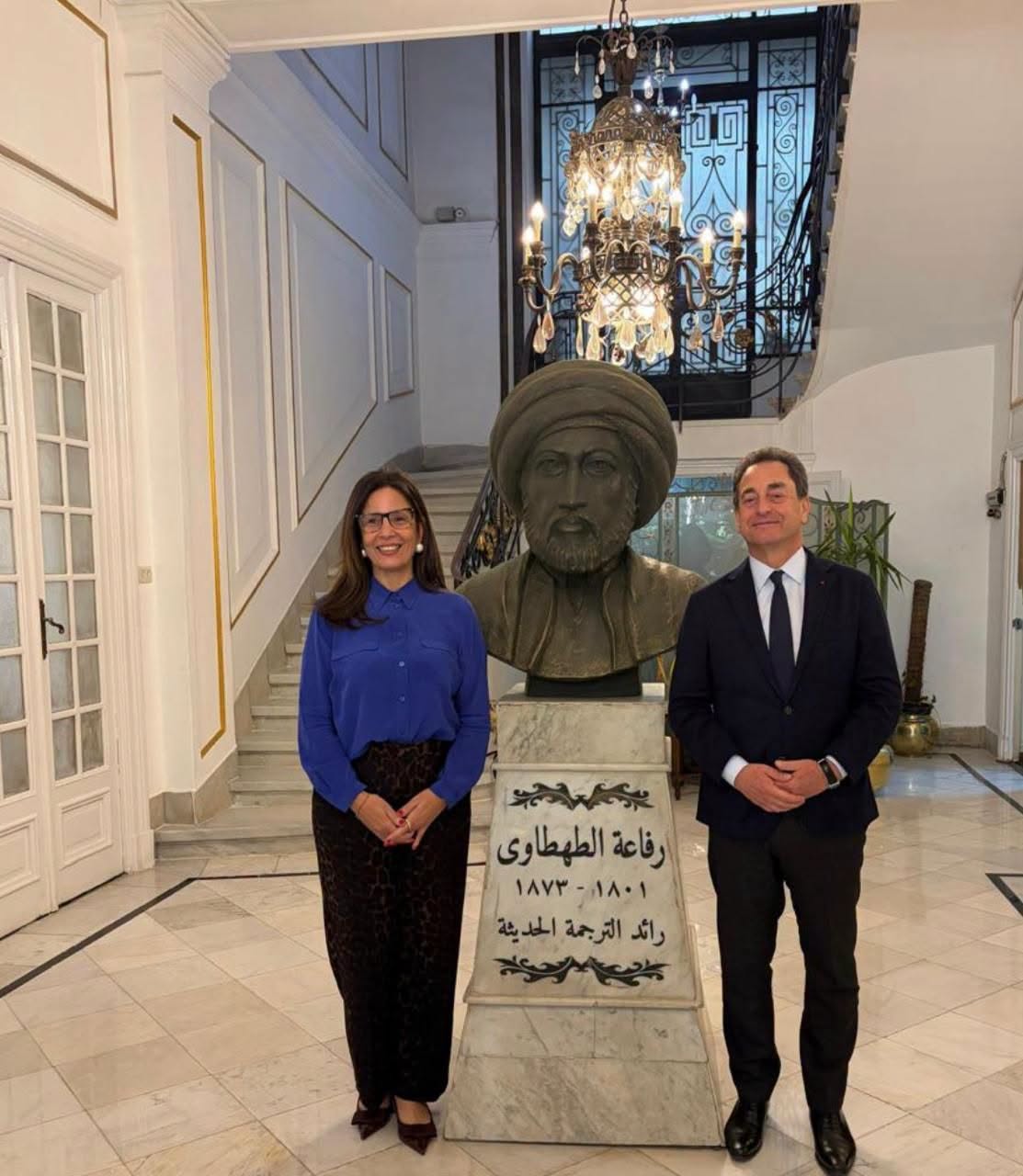 <strong>جيهان زكي وزيرة الثقافة مع السفير إريك شوفاليه</strong>