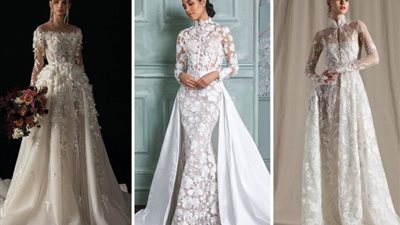 موديلات مصنوعة بالورود..أفكار لفساتين زفاف بتصميمات رقيقة