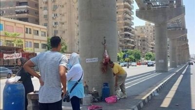 ضبط جزار علق الذبائح على أعمدة المونوريل بمدينة نصر