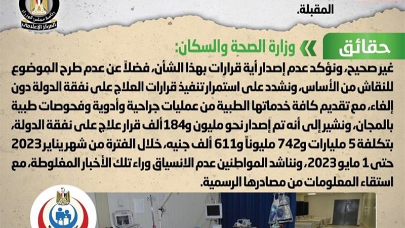 إلغاء العلاج على نفقة الدولة
