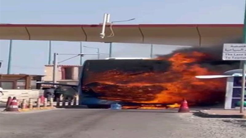 حريق أتوبيس بكمين بالغردقة