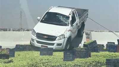 انقلاب سيارة ربع نقل بطريق مصر إسكندرية الصحراوي