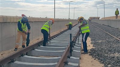 شاهد لحظة عبور أول قطار حاويات من الإسكندرية إلى سيناء (فيديو)