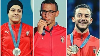 لقطات لـ«الجندي وسارة سمير ومحمد السيد» الفائزين بميداليات فى أولمبياد باريس