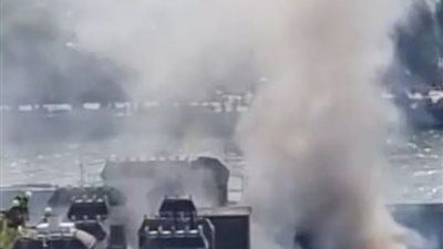 اندلاع حريق هائل في مبني سومرست التاريخي بـ لندن (فيديو)