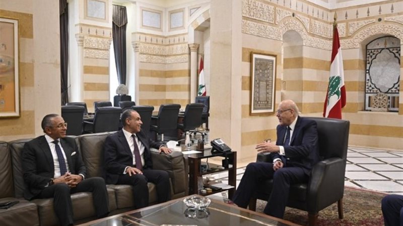 السفير بدر عبد العاطي، مع نظيره رئيس الوزراء اللبناني