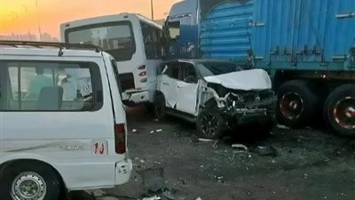 إصابة 24 مواطنًا وتلف 25 سيارة بحادث الطريق الدائري (فيديو)
