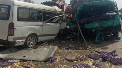 التحفظ على السائق المتسبب في حادث انقلاب ميكروباص في المنوفية