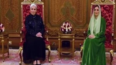 السيدة انتصار السيسي تلتقي بحرم السلطان هيثم بن طارق خلال زيارتها لعمان «فيديو»