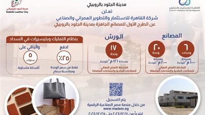 طرح 43 مصنعا في مدينة الجلود بالروبيكي على منصة مصر الصناعية غدا