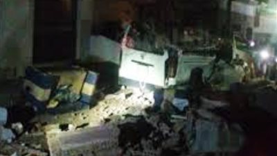 انفجار غاز يتسبب في انهيار جزئي لمنزل وتحطم ميكروباص بطنطا