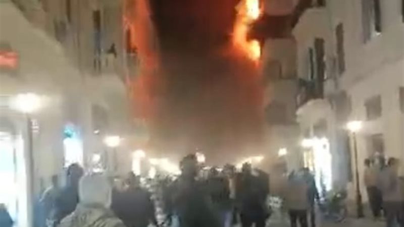 حريق بشارع النبي دانيال بالإسكندرية