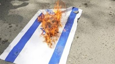 حرق علم إسرائيل علي سلم نقابة الصحفيين احتجاجًا على أحداث غزة