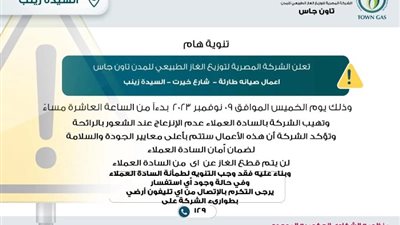 البترول تكشف أسباب انتشار رائحة الغاز الطبيعي بالسيدة زينب