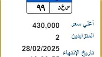 بينها «ع 444».. بدء المزاد على 4 لوحات معدنية مميزة (اعرف بكام)