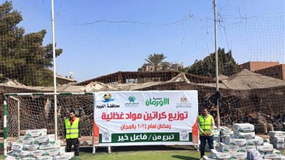 توزيع كراتين مواد غذائية على 500 أسرة بمركز إطسا في الفيوم