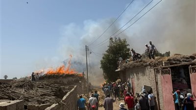 حريق هائل يلتهم مزرعة مواشي بقرية العزيزية بالغربية