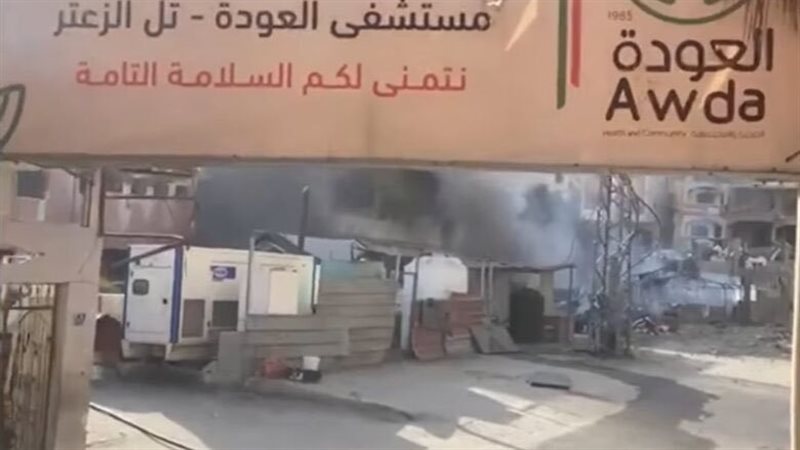 حريق مستشفى العودة بغزة 