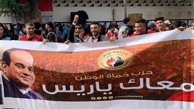 حزب حماة الوطن يدعمون المرشح عبدالفتاح السيسي باللافتات.. صور