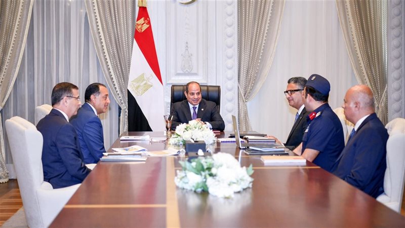 الرئيس السيسي والمسؤولين المعنيين بالأمن الغذائي في مصر