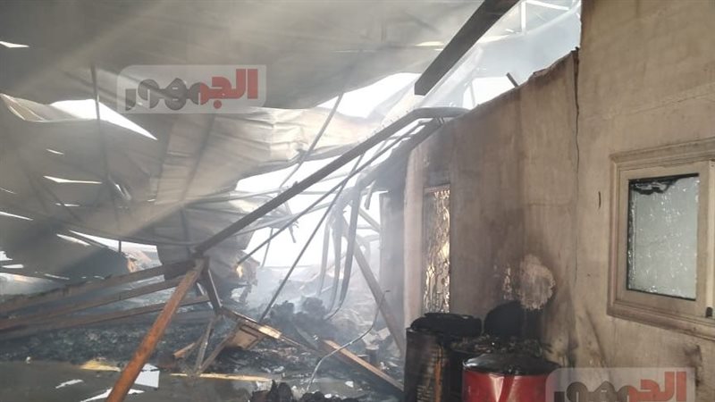حريق مصنع أحذية بالقليوبية 