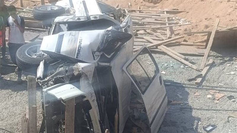سقوط سيارة من أعلى دائري المنيب  