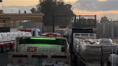 الهلال الأحمر المصري يدفع بـ155 شاحنة محملة بأكثر من 2400 طن مساعدات لغزة