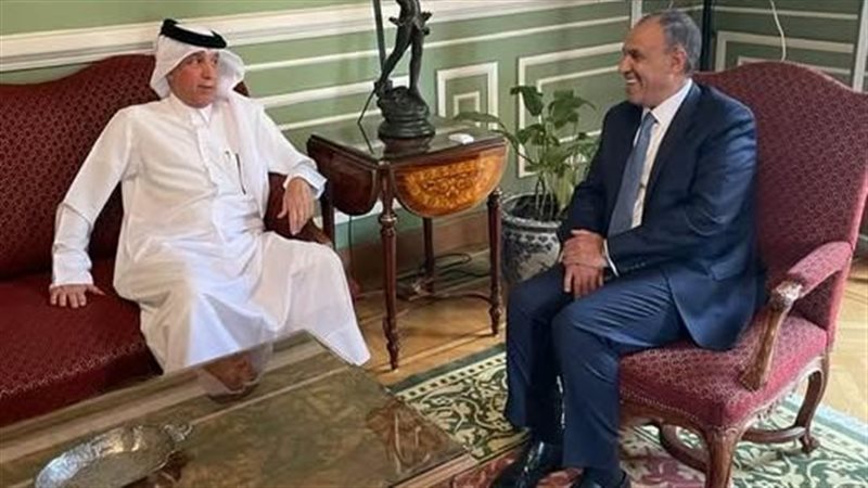 وزير الخارجية يلتقي وزير خارجية قطر 
