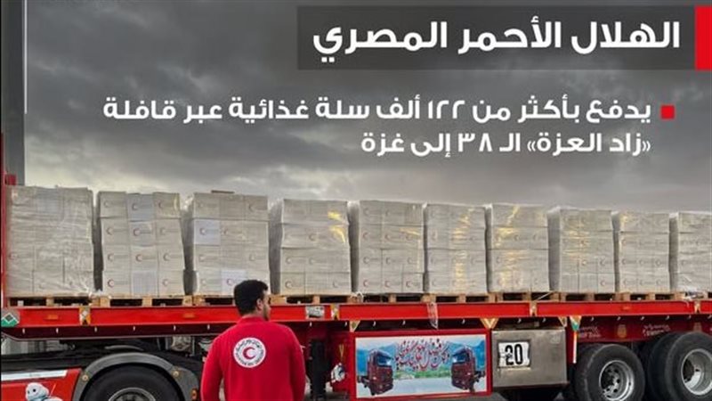 الهلال الأحمر المصري يدفع بأكثر من 122 ألف سلة غذائية لغزة 